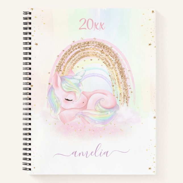 Niedlich Pastel Unicorn Girl-Notebook Notizbuch (Vorderseite)