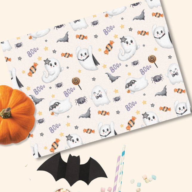 Niedlich Pastel White Boo Ghost Halloween Seidenpapier (Von Creator hochgeladen)
