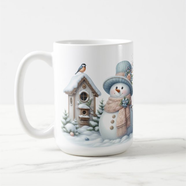 NIEDLICH PASTEL WINTER SNOWMAN & BIRDHOUSE KAFFEETASSE (Links)
