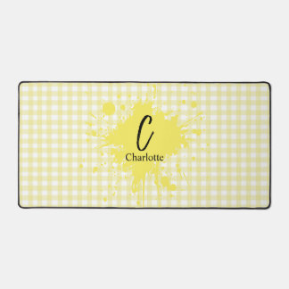 Niedlich Pastel Yellow Gingham Pattern Desk Mat Schreibtischunterlage