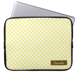 Niedlich Pastel Yellow Gingham Pattern Laptopschutzhülle