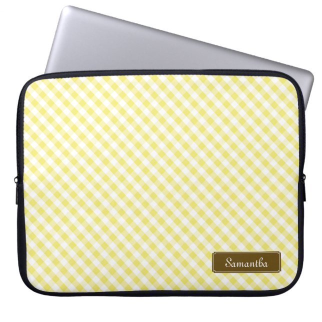 Niedlich Pastel Yellow Gingham Pattern Laptopschutzhülle (Vorderseite)