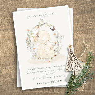 Niedlich Pastell Baby Mum Bunny Floral Wreath Baby Ankündigung