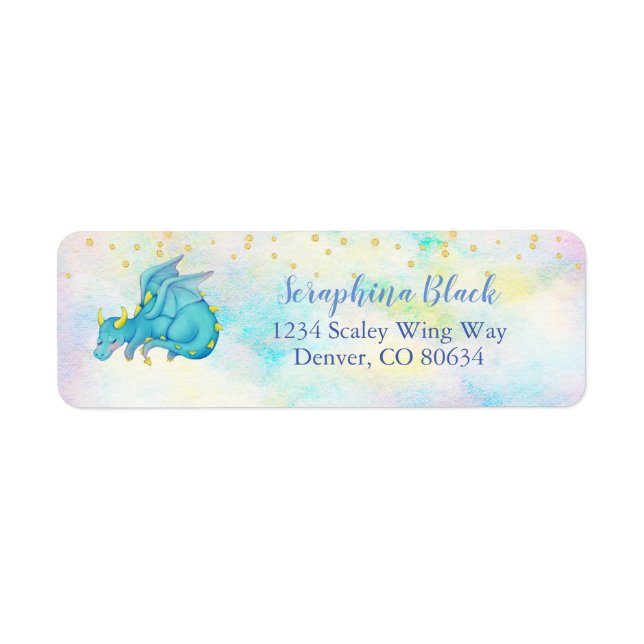 Niedlich Pastell Blue Dragon Rücksendeadresse (Vorne)