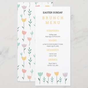 Niedlich Pastell florale Ostersonntagsbrunch Menükarte