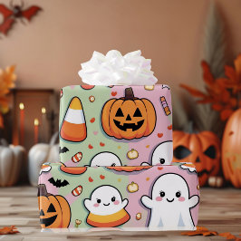 Niedlich Pastell Pink Halloween Ghost & Pumpkin Geschenkpapier
