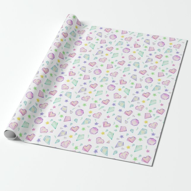 Niedlich Pastell Scattered Diamonds Geschenkpapier (Ungerollt)