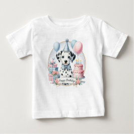 Niedlich Pastell Welpe Dalmatiner - Geburtstag Baby T-shirt