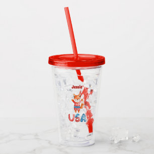 Niedlich Patriotic Fox Personalisiert Acryltrinkbecher