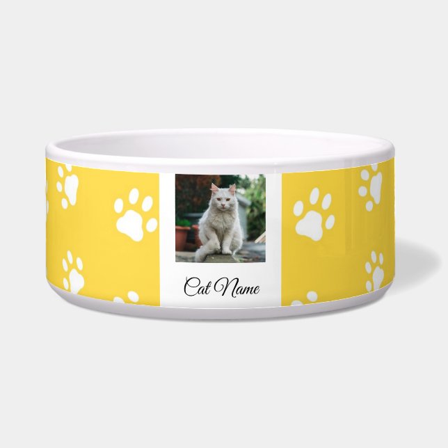 Niedlich Paw Print Cat Name Bowl Napf (Vorderseite)