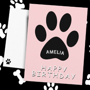 Niedlich Paw Print Pink Glückwunsch Geburtstag Postkarte