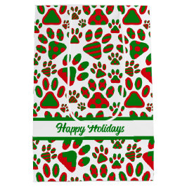 Niedlich Paw Print Red Green Happy Urlaub Mittlere Geschenktüte