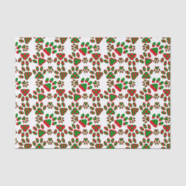 Niedlich Paw Prints Red Green Gemustert Seidenpapier