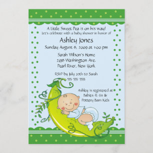 Niedlich Pea Pod Baby Boy Babydusche Einladungen