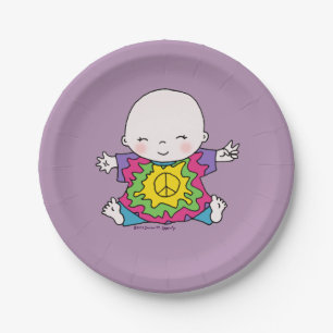 Niedlich Peace Baby Hippie / Hippy-Gefärbte Krawa Pappteller