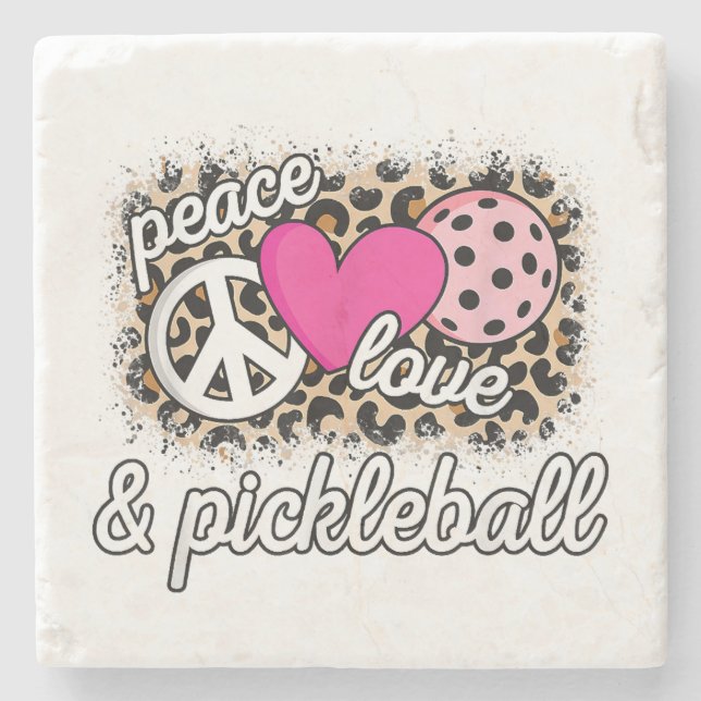 Niedlich Peace Liebe Pickleball Player Funny Pickl Steinuntersetzer (Vorderseite)