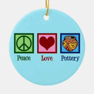 Niedlich Peace Liebe Potterie Keramik Ornament