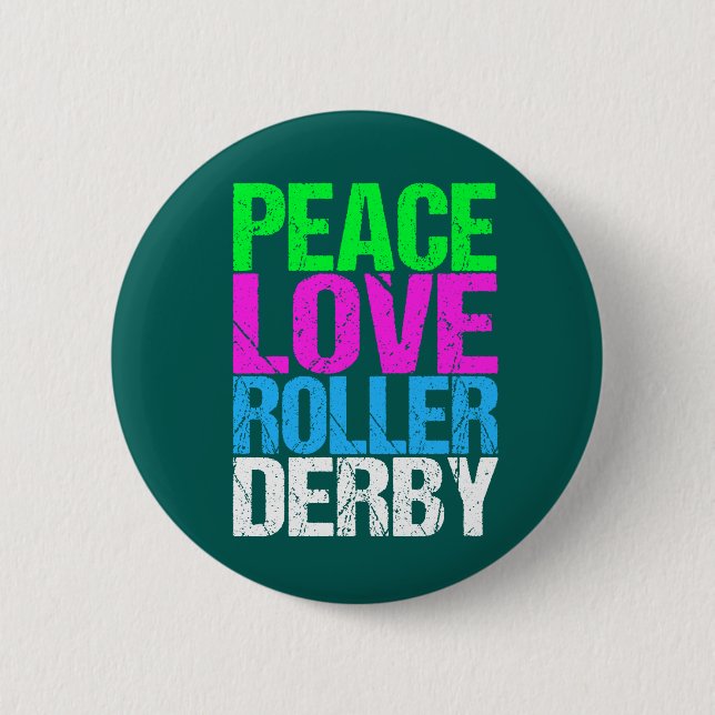Niedlich Peace Liebe Roller Derby Button (Vorderseite)