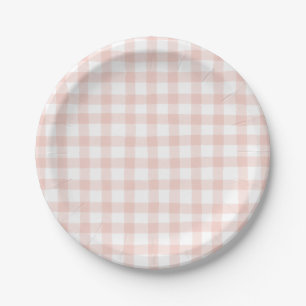 Niedlich Peach Gingham Pappteller