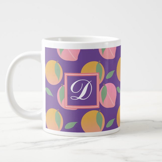 Niedlich Peach Orange Fruchtmuster Pink Jumbo-Tasse (Links)