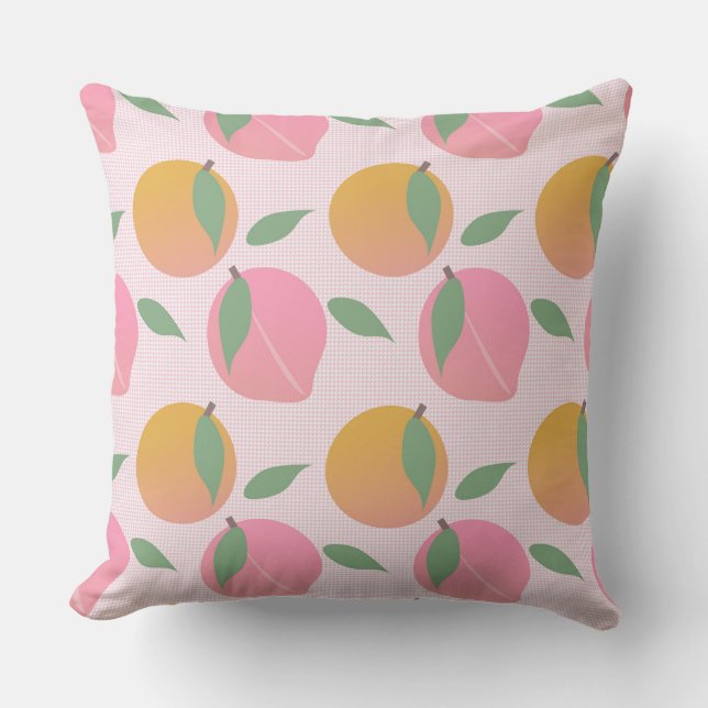 Niedlich Peach Orange Fruchtmuster Pink Kissen (Vorderseite)