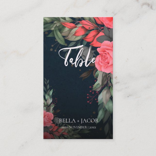 Niedlich Peach Orange Gray Floral Script Hochzeit Platzkarte (Vorderseite)