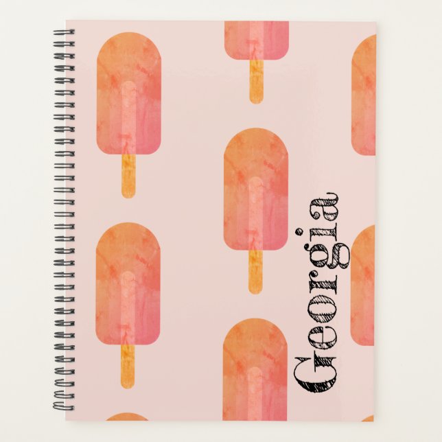 Niedlich Peachy Orange Popsicle Individuelle Name  Planer (Vorderseite)