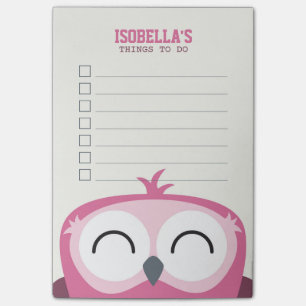 Niedlich Peekaboo Happy Pink Owl To Do List Post-it Klebezettel