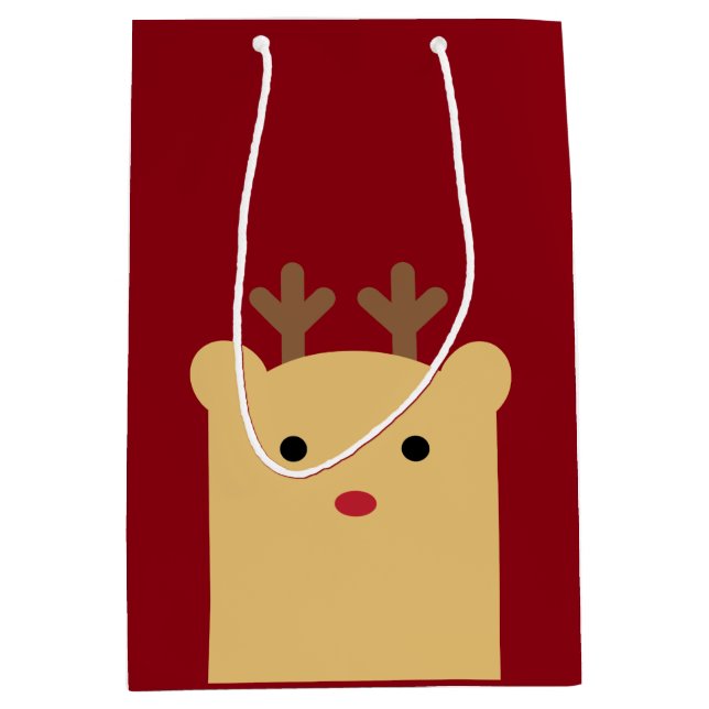 Niedlich Peekaboo Reindeer Holiday Geschenktasche Mittlere Geschenktüte (Vorderseite)
