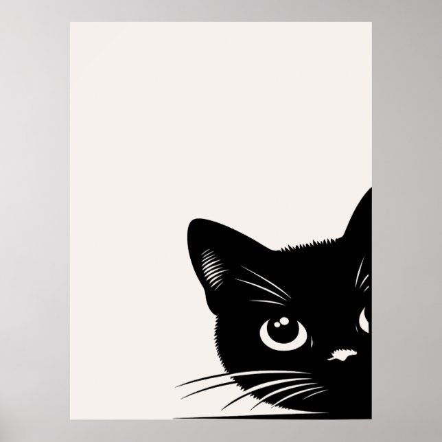 Niedlich Peeking Black Cat Poster (Vorne)