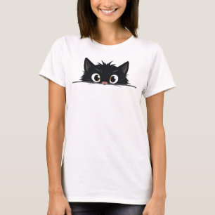 Niedlich Peeking Black Cat T-Shirt