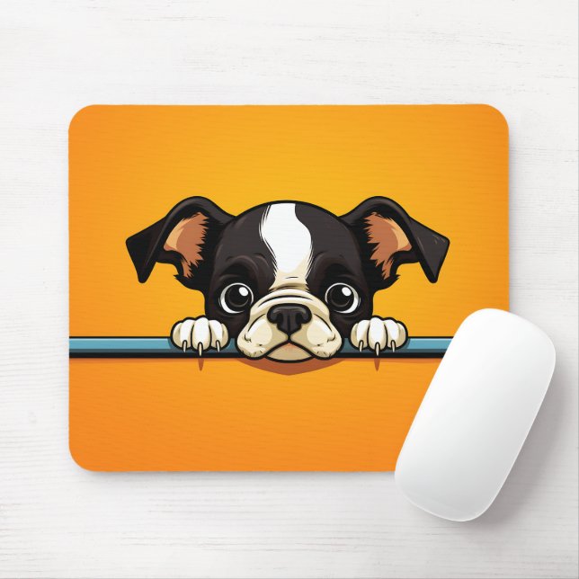 Niedlich Peeking Boston Terrier Dog Mousepad (Mit Mouse)