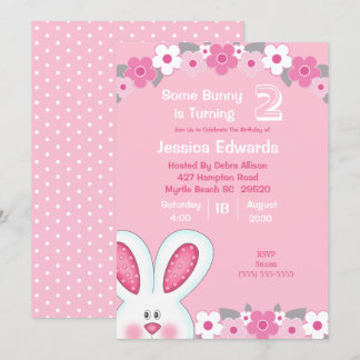 Niedlich Peeking Bunny Rabbit 2. Geburtstag Einlad