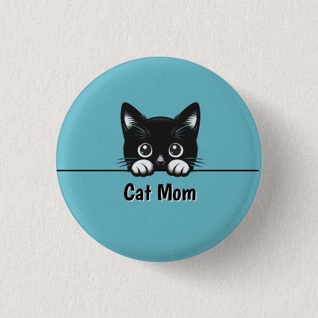 Niedlich Peeking Cat Design Button (Vorderseite)