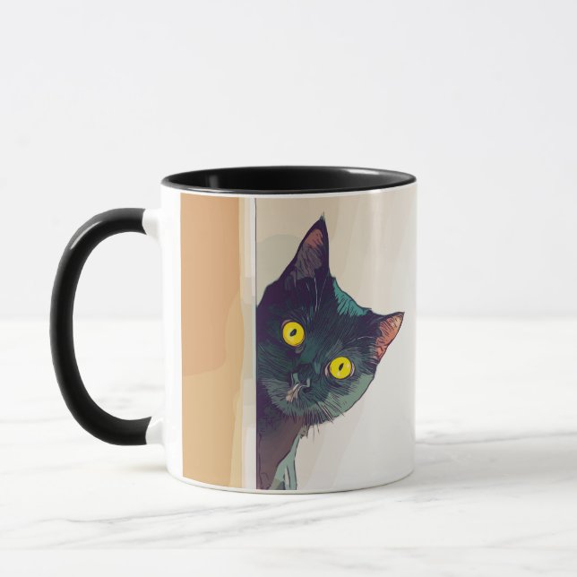 Niedlich Peeking Cat Design Kaffee Tasse (Links)
