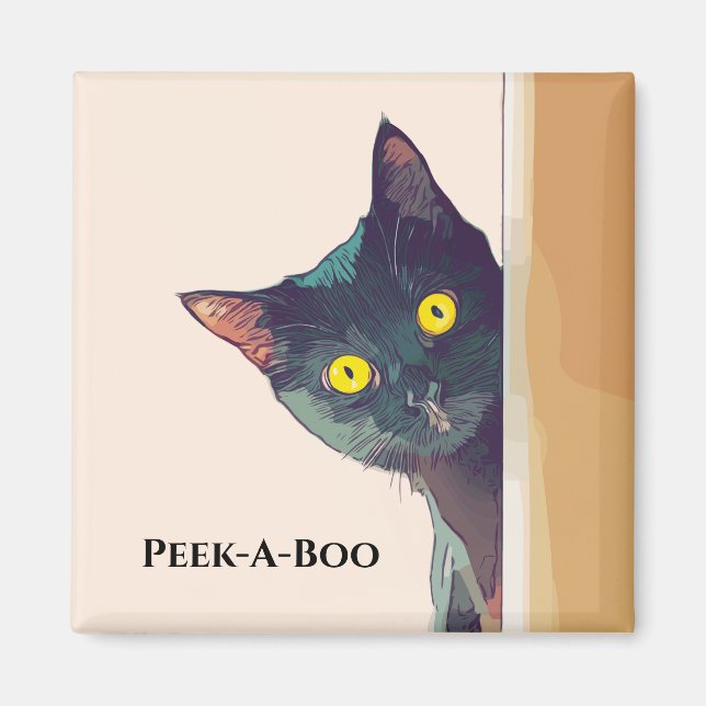 Niedlich Peeking Cat Design Magnet (Vorne)