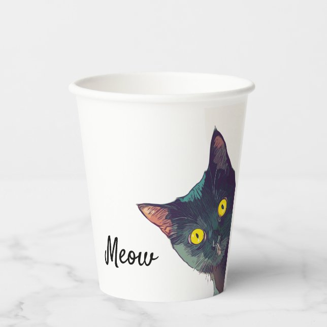 Niedlich Peeking Cat Design Pappbecher (Vorderseite)
