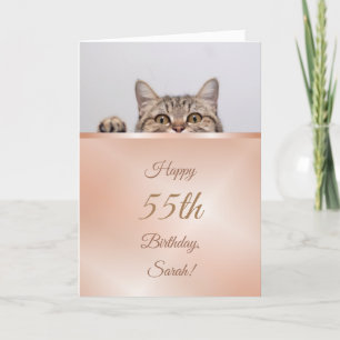 Niedlich Peeking Cat Rose Gold Geburtstag Karte