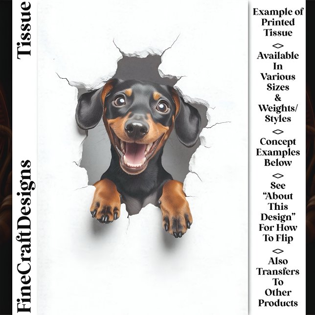 Niedlich Peeking Dackel Dog Puppy CN8 Decoupage Seidenpapier (Von Creator hochgeladen)