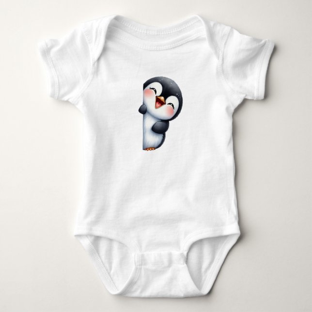 Niedlich Peeking Penguin Baby Strampler (Vorderseite)