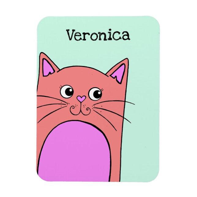 Niedlich Peeking Pink Cat Personalisiert Magnet (Vertikal)