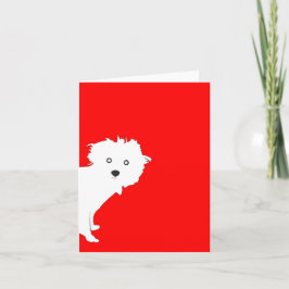 Niedlich Peeking Pup Pup on Red Karte