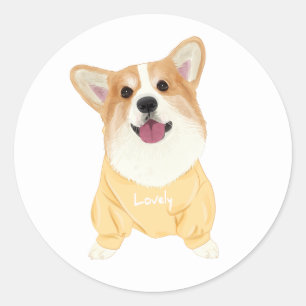 Niedlich Pembroke Corgi Puppy Cartoon Dog Lover Runder Aufkleber