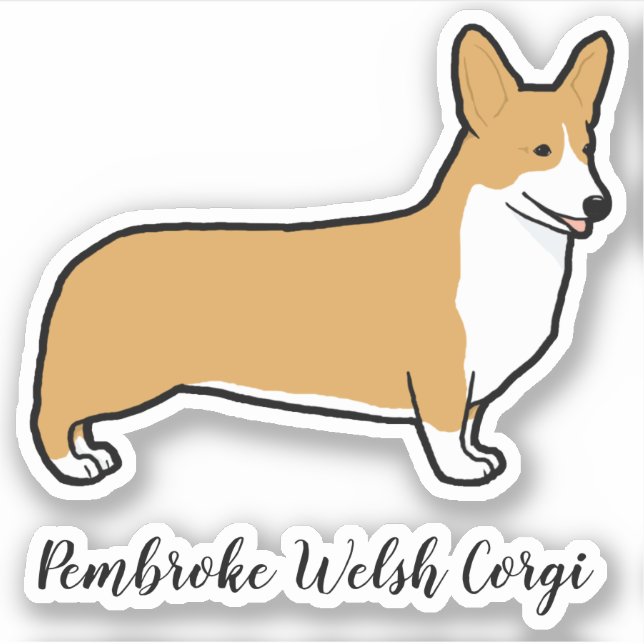 Niedlich Pembroke Welsh Corgi Dog Rasse Vinyl Stic Aufkleber (Vorderseite)