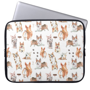 Niedlich Pembroke Welsh Corgi Dog Wasserfarbmuster Laptopschutzhülle