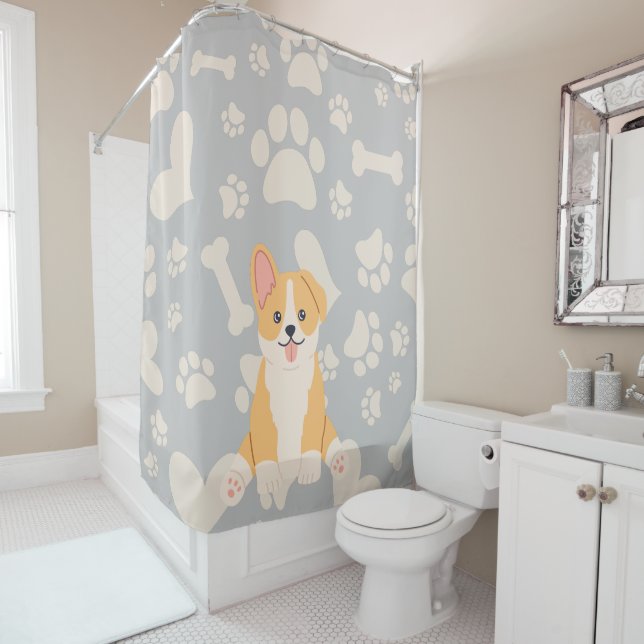 Niedlich Pembroke Welsh Corgi Duschvorhang (Beispiel)