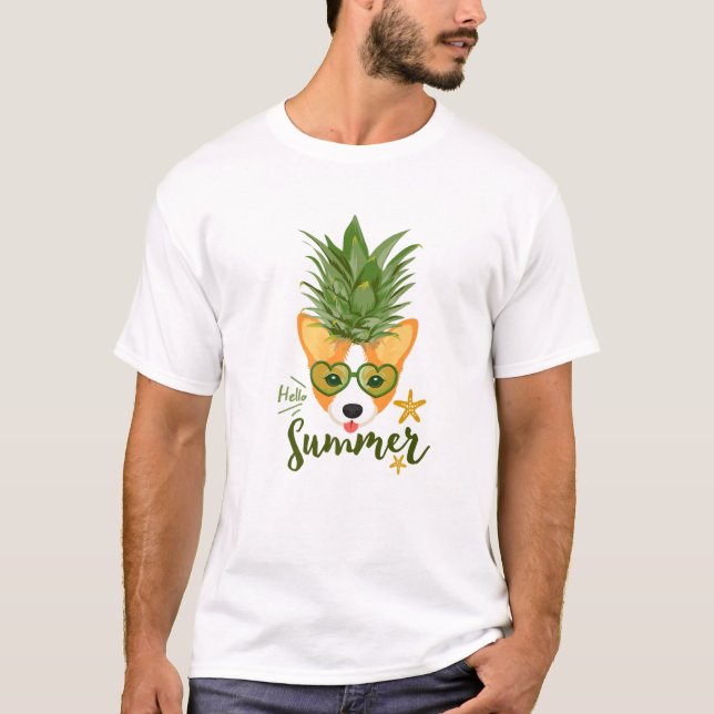 Niedlich Pembroke Welsh Corgi Hunde Ananas Frauen  T-Shirt (Vorderseite)