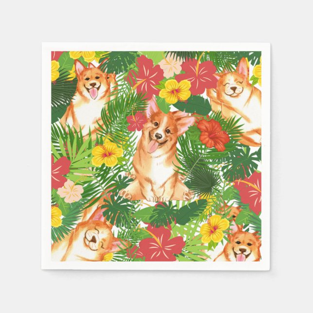 Niedlich Pembroke Welsh Corgi Muster Serviette (Vorderseite)