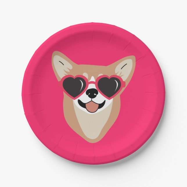 Niedlich Pembroke Welsh Corgi Pink Pappteller (Vorderseite)