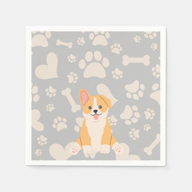 Niedlich Pembroke Welsh Corgi Serviette (Vorderseite)